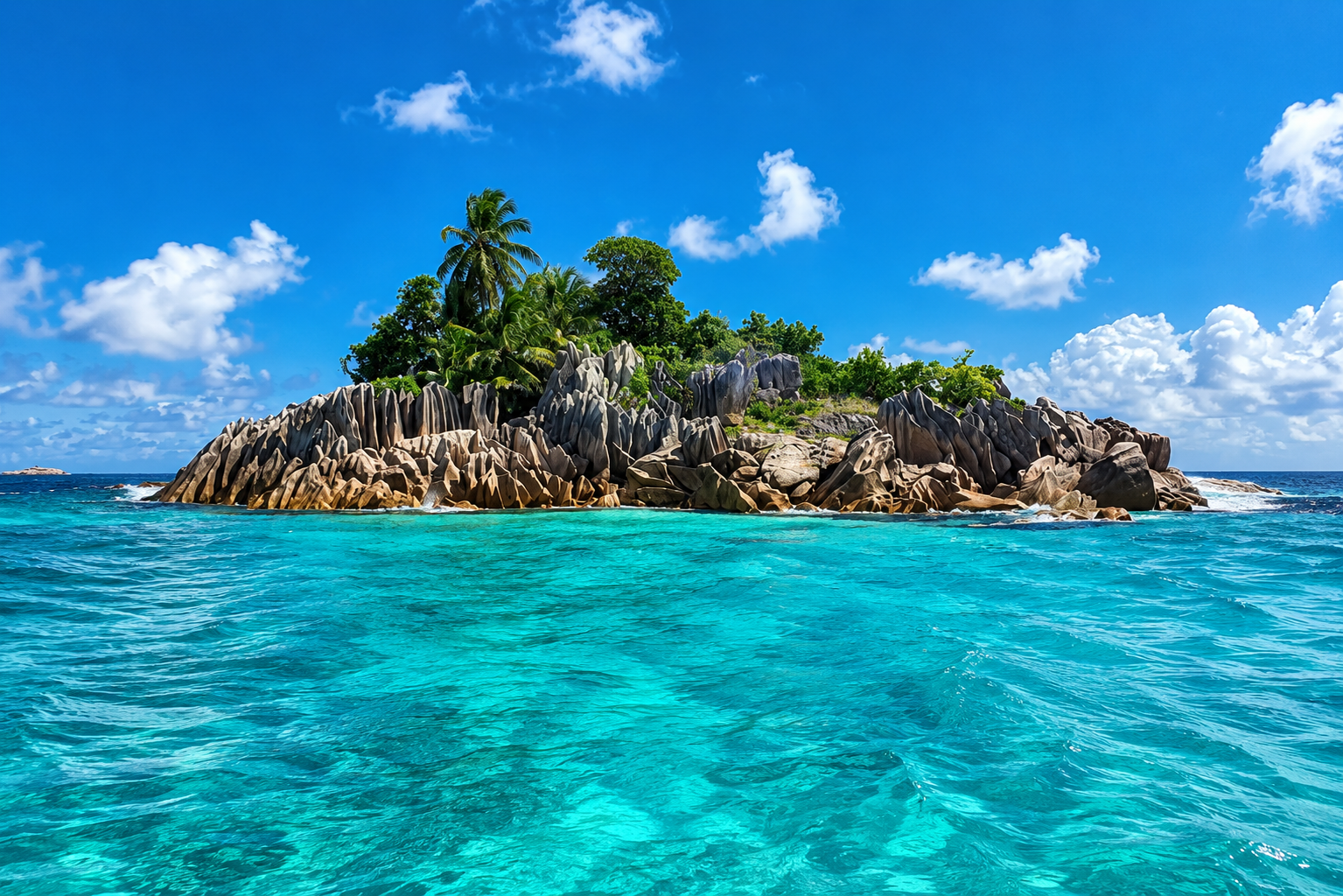 Curieuse tropical island and turquoise water